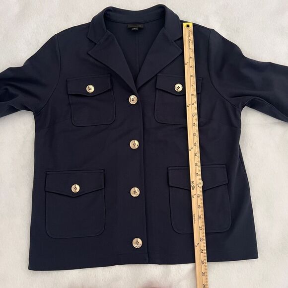 J. Jill Women's Medium Navy Blue Wearever Collection Button-Front Jacket - Picture 7 of 8
